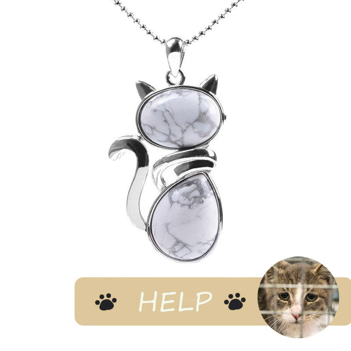 „Save A Cat“-Halskette mit niedlichem Katzenmuster, natürlichem Kristallschutz und katzenliebendem Anhänger - image 15