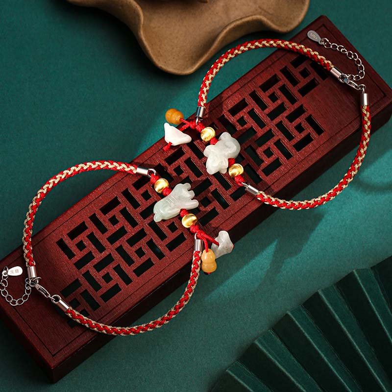Buddha Stones, chinesisches Sternzeichen, Jade, Wohlstand, rote Schnur, Fußkettchen - image 0