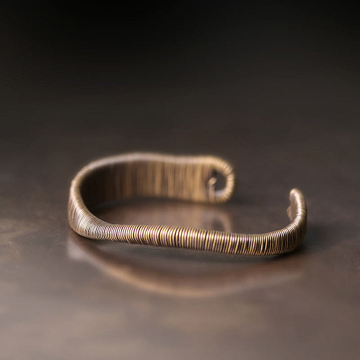 Buddha Stones, schlichtes Design, umwickeltes Messing-Kupfer-Armband, Glücksbringer, verstellbar - image 1