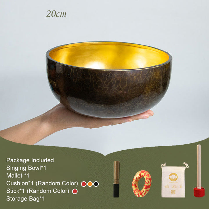 Tibetisches Meditations-Klangschalen-Set, handgefertigt, für Heilung, Yoga und Achtsamkeit - 20 cm - image 4