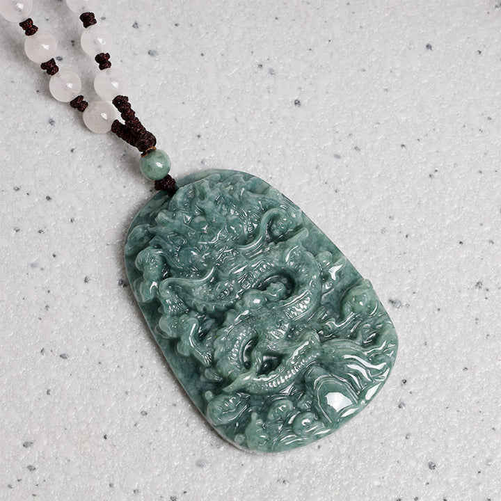 Buddha Stones, chinesisches Sternzeichen, Drache, Jade, Wohlstand, Halskette, Perlenschnur-Anhänger