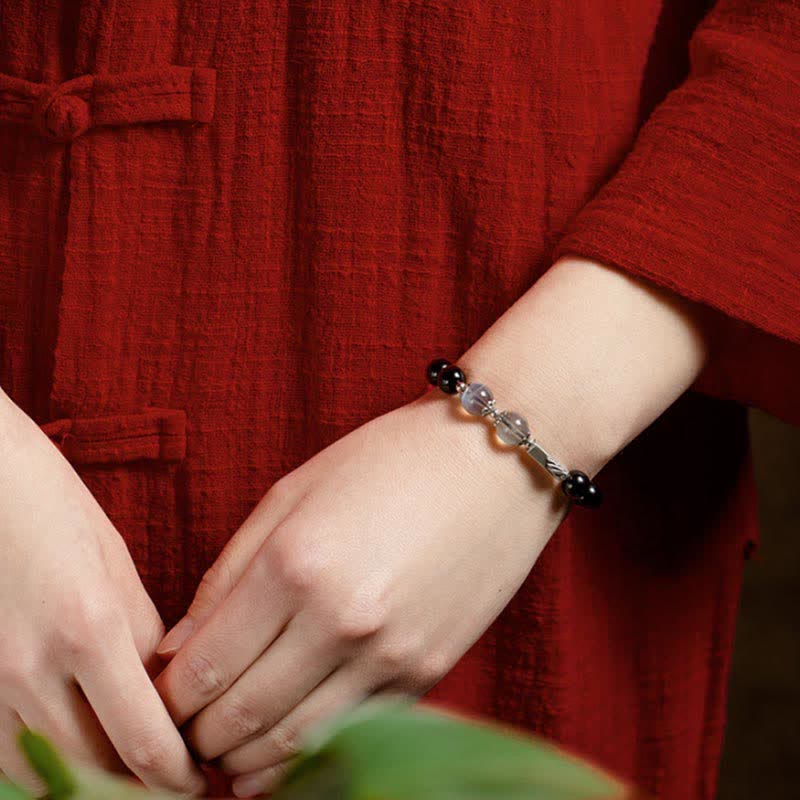 925 Sterling Silber Obsidian Mondstein Stärke Paar Armband - image 9