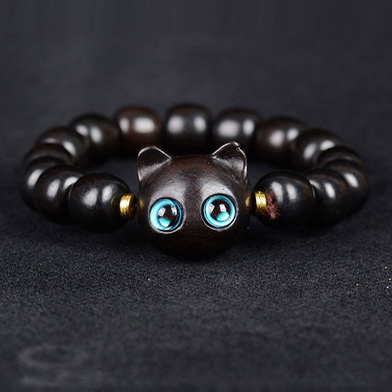 Buddha Stones, Ebenholz, grünes Sandelholz, rotes Sandelholz, schönes Katzen-Balance-Armband - image 2
