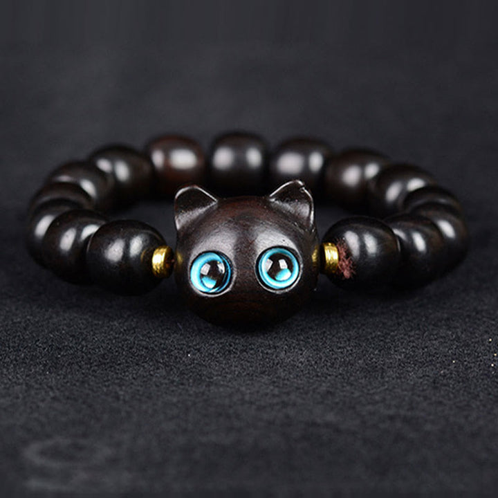 Buddha Stones, Ebenholz, grünes Sandelholz, rotes Sandelholz, schönes Katzen-Balance-Armband - image 2