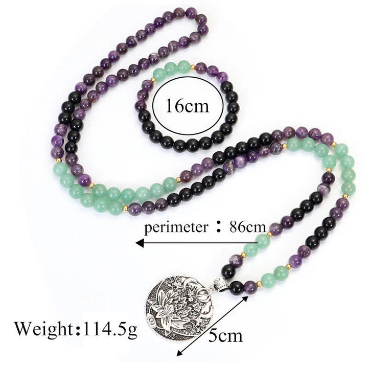 Buddha Stones 108 Mala-Perlen, Amethyst, grüner Aventurin, Lotus, Meditationsarmband - image 15