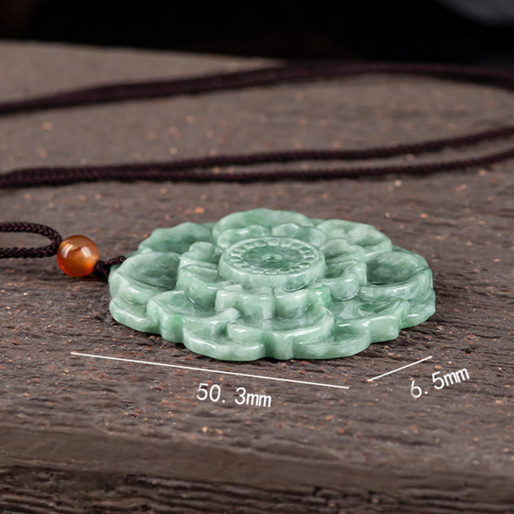 Buddha Stones, Lotus-Muster, Jade, Glück, Wohlstand, Halsketten-Anhänger - image 7