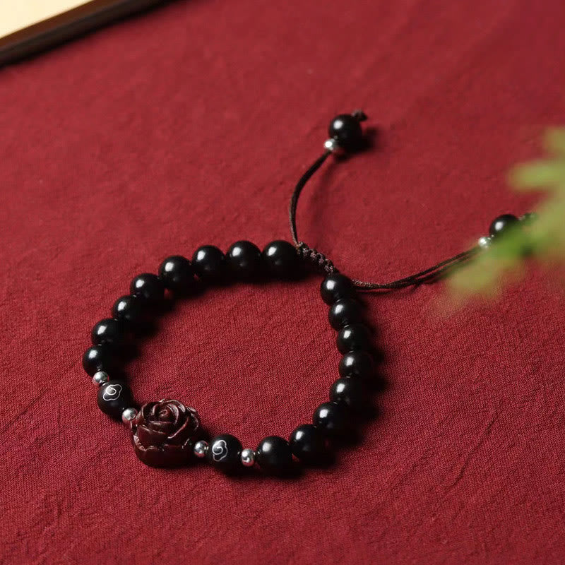 Buddha Stones Kleines Blatt-Armband aus rotem Sandelholz - Kleines rotes Sandelholzblatt (hält böse Geister fern ♥ Schutz) - image 1