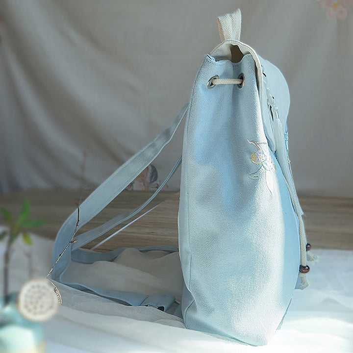 Handgemachter, bestickter Canvas-Rucksack mit Buddha Stones und großer Kapazität