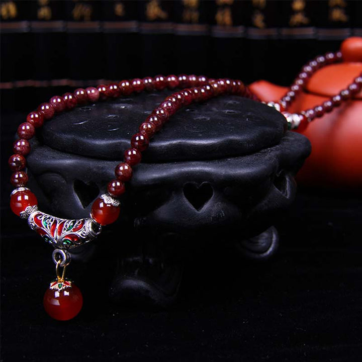 Buddha Stones, natürlicher Granat, roter Achat, Segen, Heilung, Armband, Halskette, Anhänger