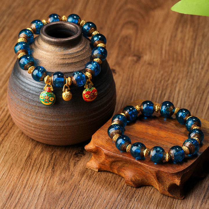 Buddha Stones Gold Schlucktier Familie Charm Liuli Glasperlen Glücksarmband - image 15