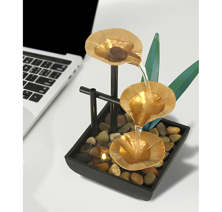Dreischichtige Wasserfall-Brunnen-Tisch-Lotus-Ornamente mit Flussfelsen-Desktop-Dekoration - image 11