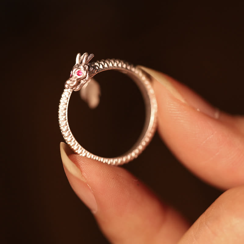 Buddha Stones 925 Sterling Silber Vintage Jahr des Drachen Glück Schutz Stärke verstellbarer Ring - image 14