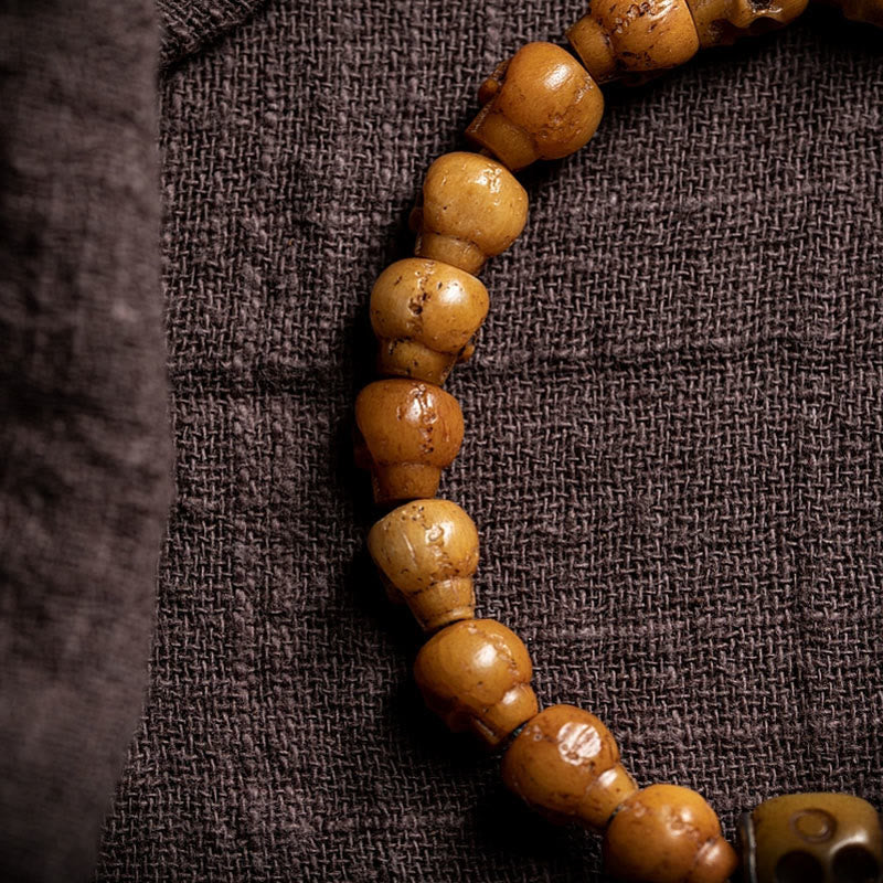 Armband mit Buddha-Steinen aus tibetischem Yak-Knochen, Muster „Der Herr der Leiche, Wald“, Stärke