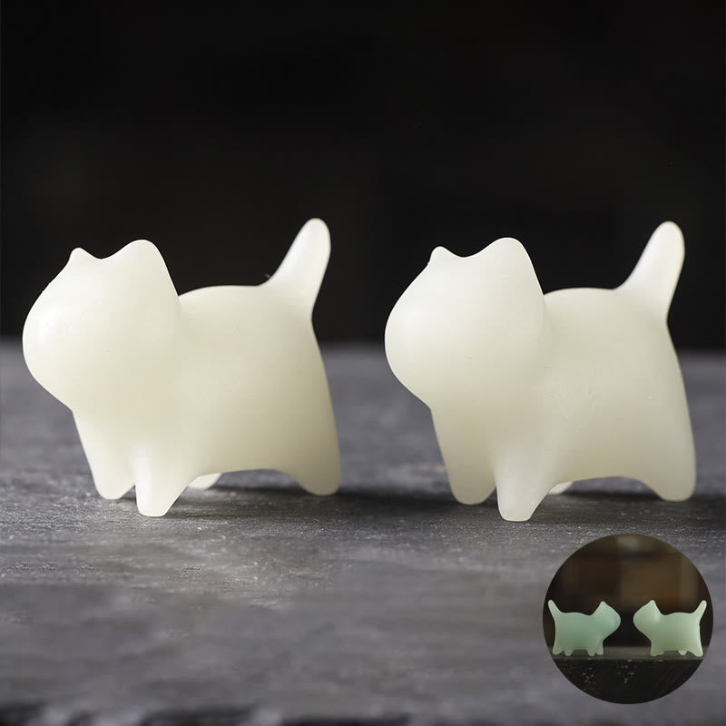 Buddha Stones, 2 Stück, Mini-Glühstein, niedliche Katze, leuchtende Glückskatze, Energie-Dekoration - 4,4 x 3,5 x 2,3 cm (2 Katzen). - image 1