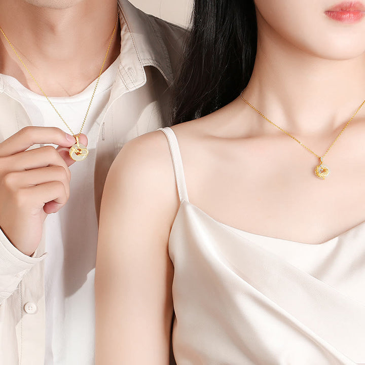 ❗❗❗Ein Blitzverkauf – Buddha Stones 925 Sterling Silber Jahr des Drachen Hetian Jade Goldener Drache Phönix Friedensschnalle Glückskettenanhänger - image 7