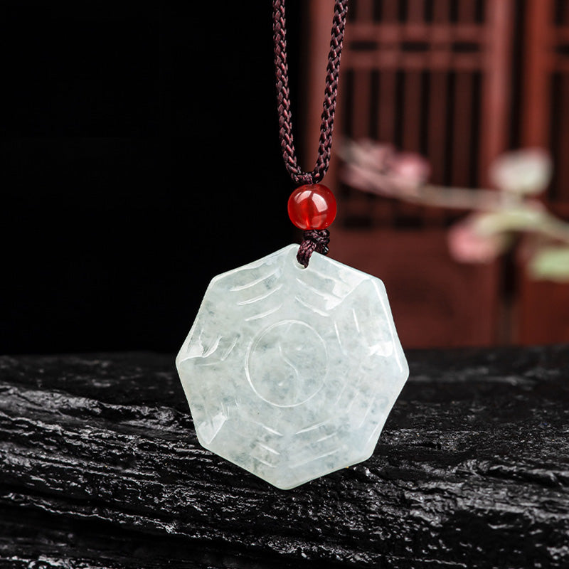 Natürlicher Jade Bagua Yin Yang Glückskettenanhänger - image 2
