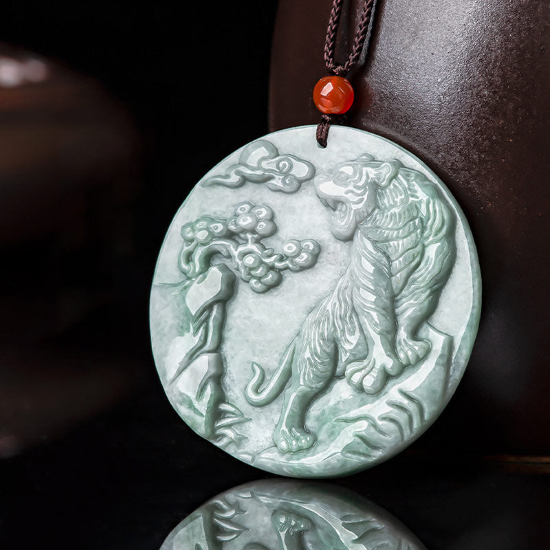 Buddha Stones Chinesisches Sternzeichen Tiger Jade Schutz Halskette String Anhänger - image 7