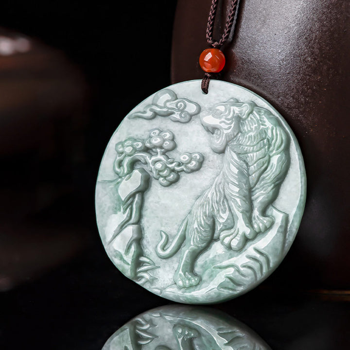 Buddha Stones Chinesisches Sternzeichen Tiger Jade Schutz Halskette String Anhänger - image 7