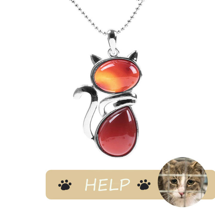 „Save A Cat“-Halskette mit niedlichem Katzenmuster, natürlichem Kristallschutz und katzenliebendem Anhänger - image 13