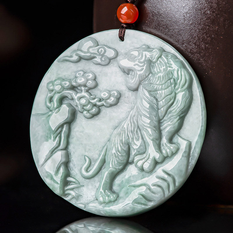 Buddha Stones Chinesisches Sternzeichen Tiger Jade Schutz Halskette String Anhänger - image 2