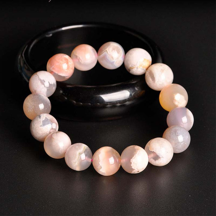 Buddha Stones Sakura-Achat-Friedenssegen-Armband