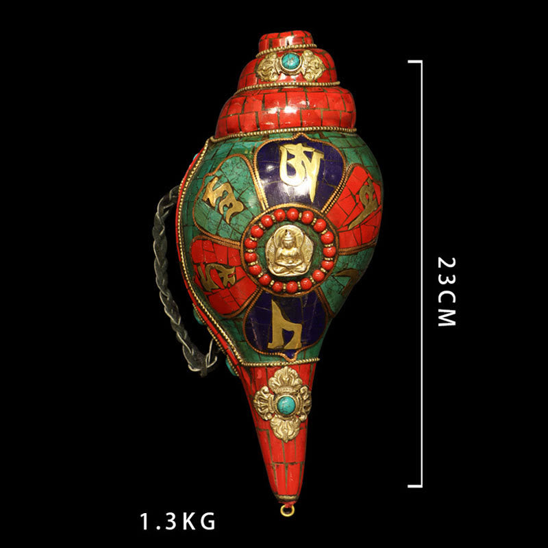 Tibetische handgemachte Shankha Om Mani Padme Hum Buddha Muschel Glücksdekoration - image 15