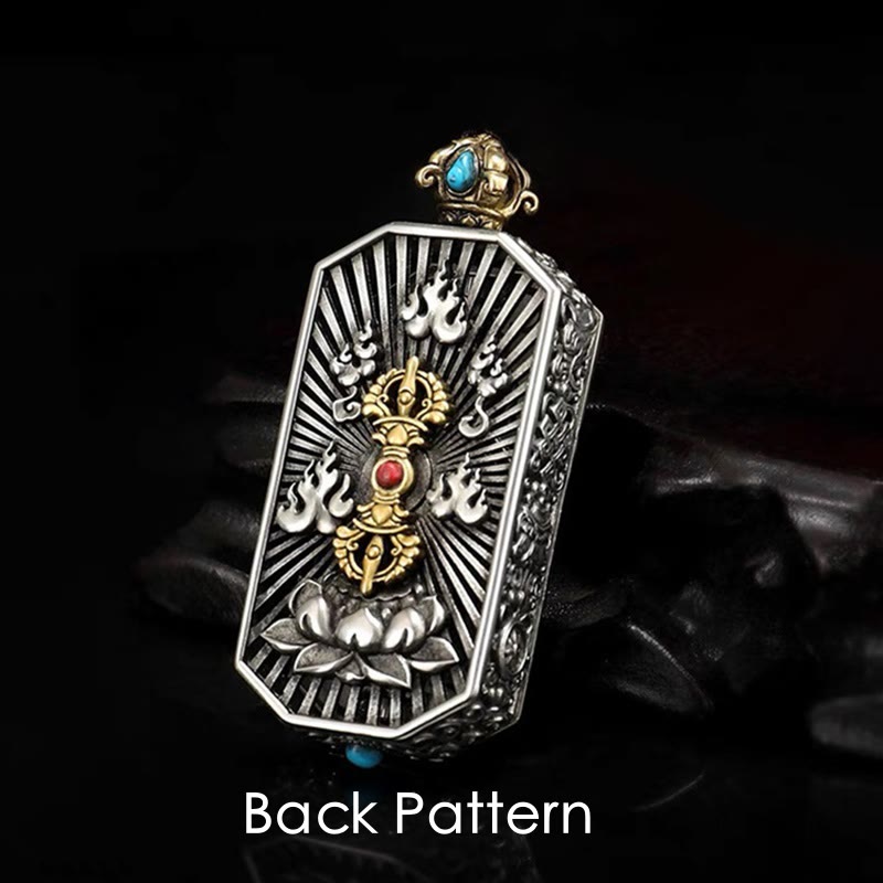Buddha Stones, tibetischer Om Mani Padme Hum, geschnitzter Dorje Vajra, drehbares Lotusmuster, Reinheitsseil-Halskettenanhänger - image 1