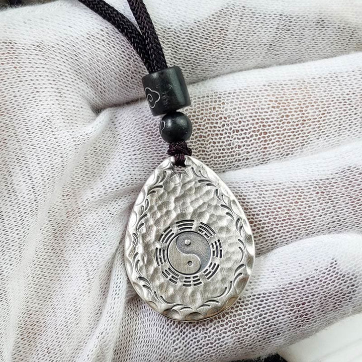 Buddha Stones Vintage 999 Sterling Silber Yin Yang Bagua Wassertropfen Design Balance Harmonie Halskette Anhänger