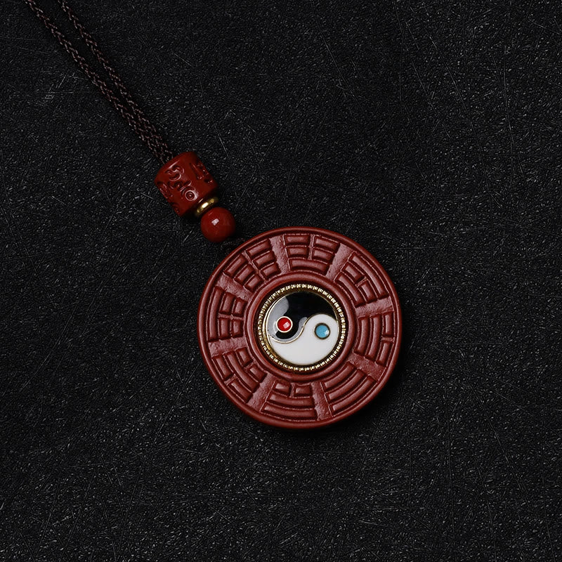 Buddha Stones, natürlicher Zinnober-Bagua-Anhänger, drehbar, Yin-Yang-Anhänger, hält böse Geister fern - image 6