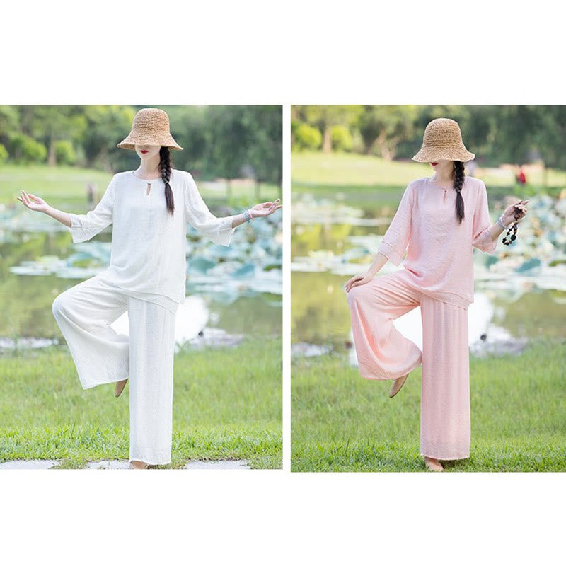 Tai Chi Meditationsgebet Zen Spirituelle Morgenpraxis Kleidung Damen Set - image 22