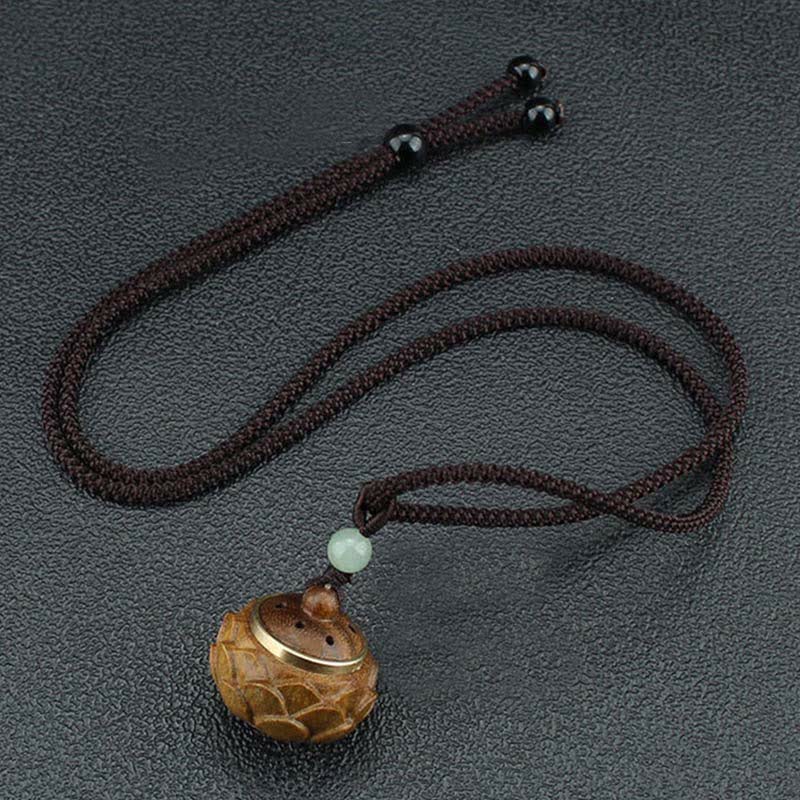 Buddha Stones Tibet Grünes Sandelholz Palisander Om Mani Padme Hum Lotus Positive beruhigende Halskette Anhänger - image 14