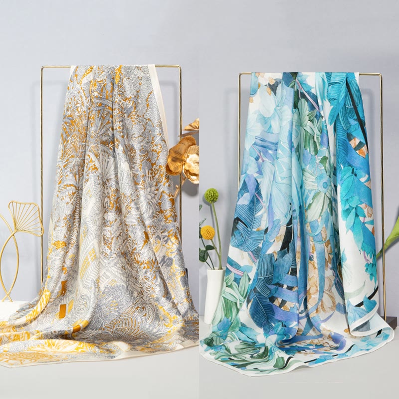 Buddha Stones, Dschungel-Ölgemälde, verheißungsvolle Wolken, Schal aus 100 % Maulbeerseide, doppelseitiger Seidenhalsschal der Premiumklasse 6A - image 1