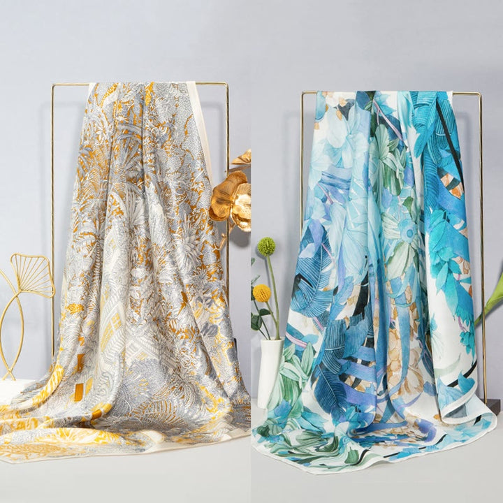 Buddha Stones, Dschungel-Ölgemälde, verheißungsvolle Wolken, Schal aus 100 % Maulbeerseide, doppelseitiger Seidenhalsschal der Premiumklasse 6A - image 1