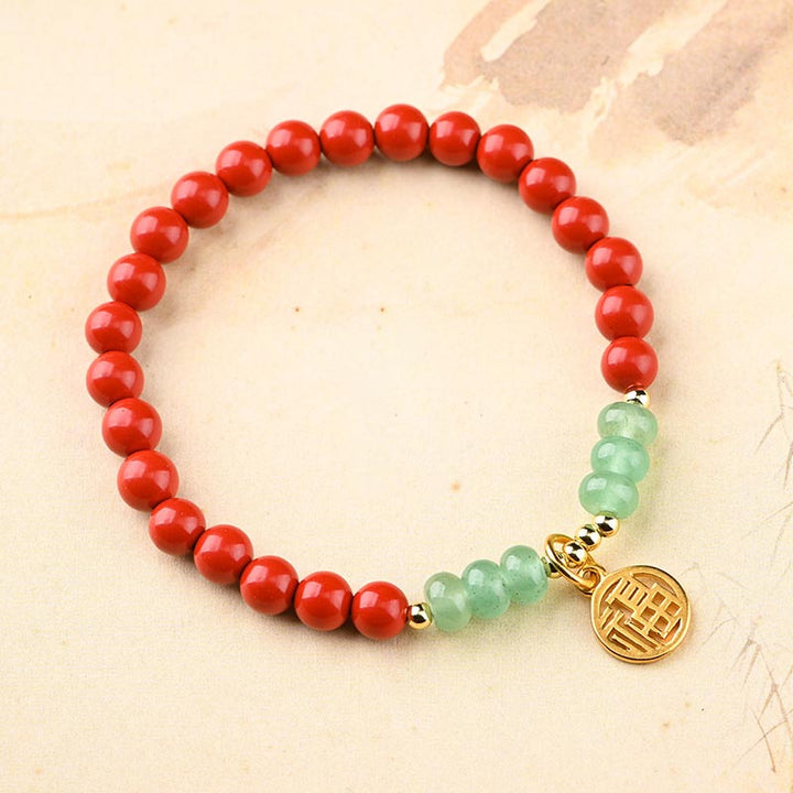 Buddha Stones, tibetischer Zinnober, grüner Aventurin, Glücksarmband-Halskette - Armband - image 0