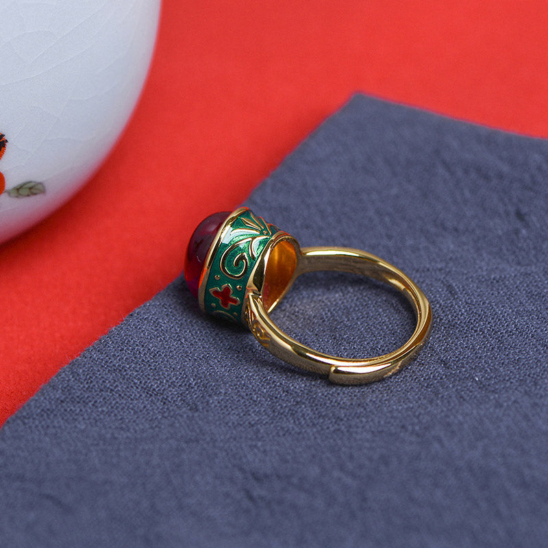 Buddha Stones 925 Sterling Silber Red Corundum Courage Ring - image 11