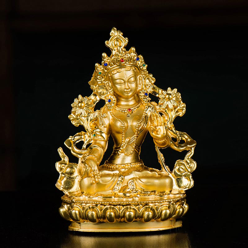 Bodhisattva Weiß Tara Hope Protection vergoldete Statuendekoration - image 4