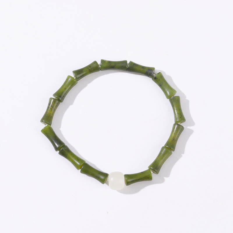 Buddha Stones, grünes Bambus-Jade-Muster, Glücks- und Fülle-Armband - image 6