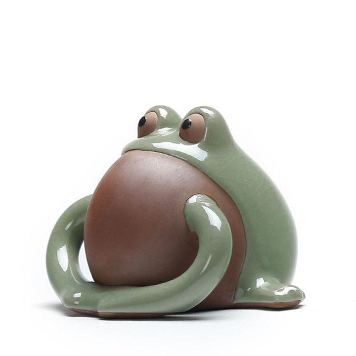 Buddha Stones FengShui Reichtum Glück niedlicher Frosch Keramik Teehaustier Figur Dekoration - image 8