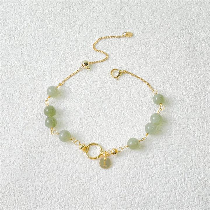 Buddha Stones Einzigartiges Glücksperlenarmband aus natürlicher Hetian-Jade mit 14-karätigem Gold gefüllt - image 1