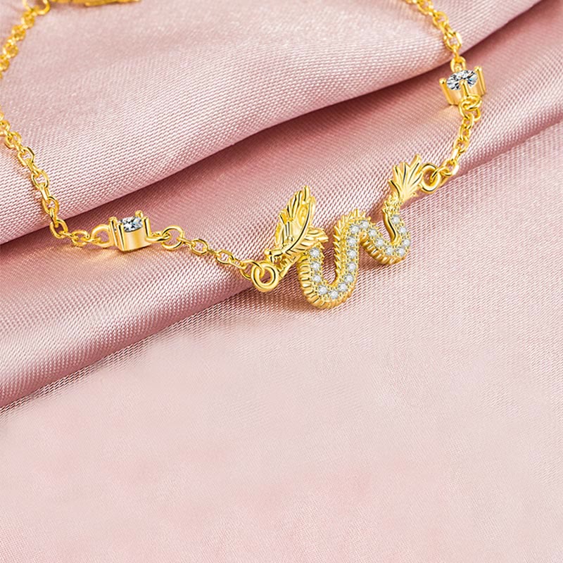 Buddha Stones 925 Sterling Silber Jahr des Drachen verheißungsvoller goldener Drache Glück rotes Seilkettenarmband - image 15