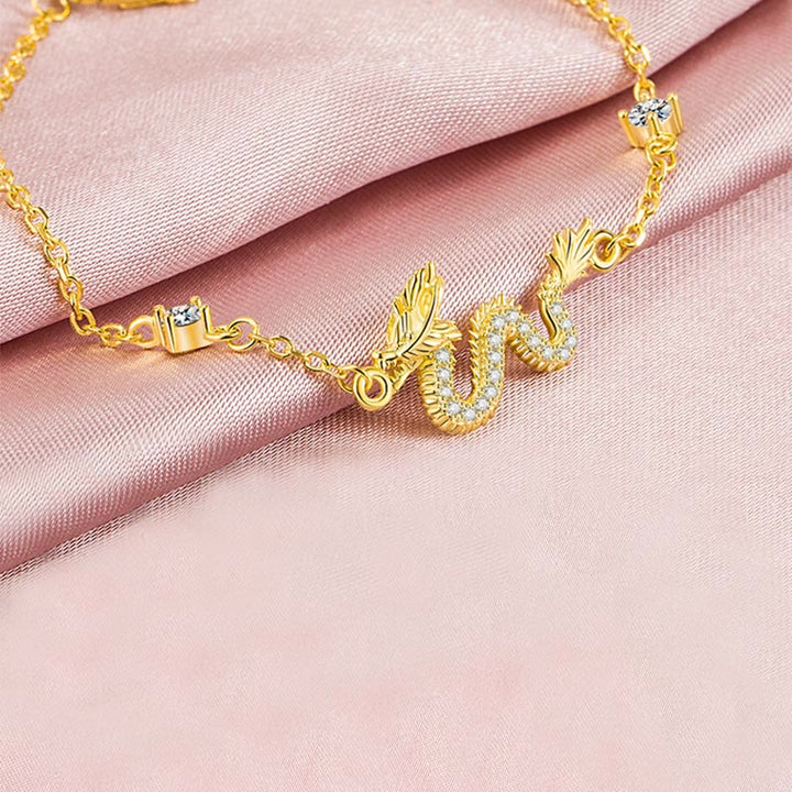 Buddha Stones 925 Sterling Silber Jahr des Drachen verheißungsvoller goldener Drache Glück rotes Seilkettenarmband - image 15