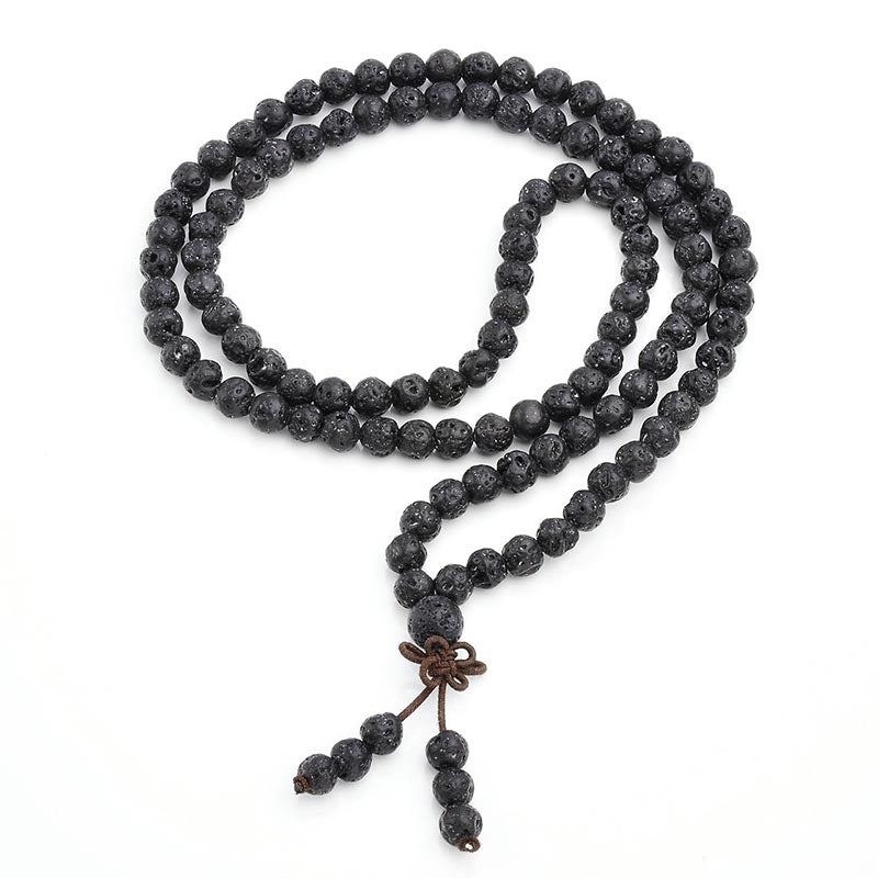 Schutzarmband aus natürlichem Lavagestein mit 108 Perlen von Buddha Stones