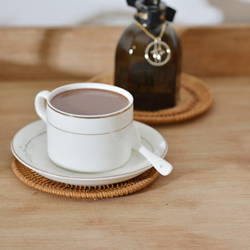 Keramik-Blumenmuster, Rattan-Tassenuntersetzer, Teetassen-Untersetzer - image 19