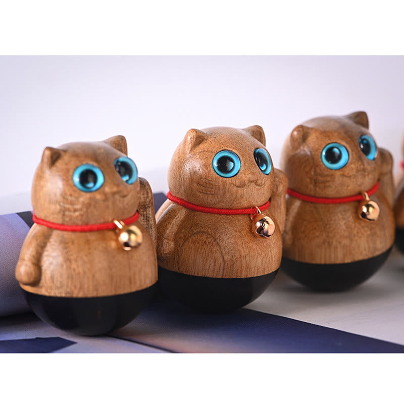 Buddha Stones Mini Glückskatze Kätzchen Phoebe Zhennan Segensdekoration aus Holz - image 19
