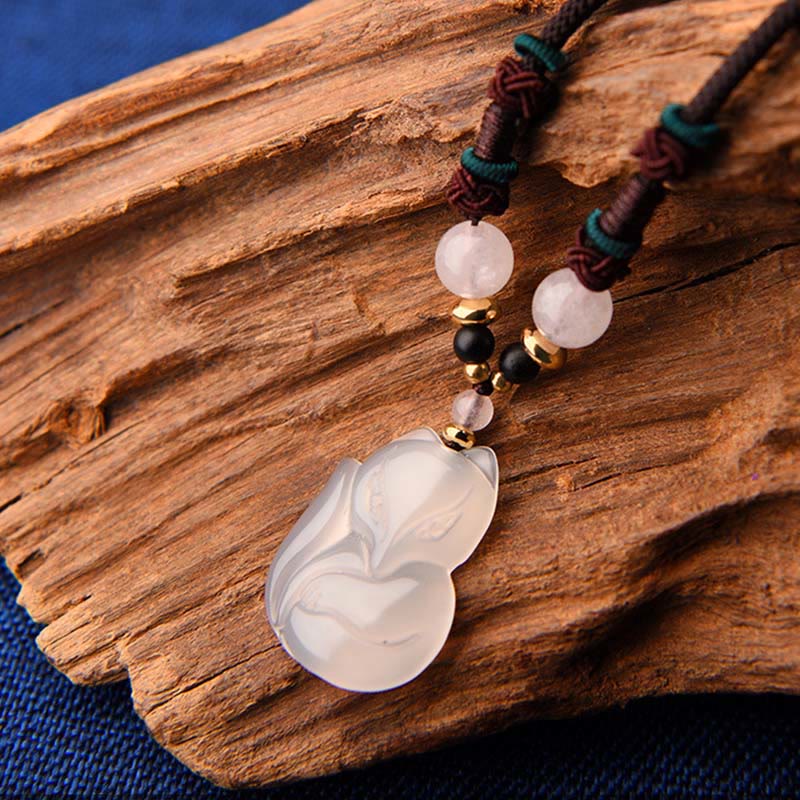 Buddha Stones Chalcedon Fuchs rosa Kristallperle Harmony String Halskette Anhänger - image 4
