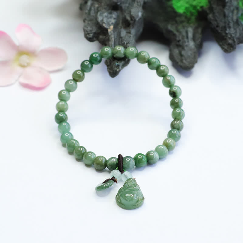 Buddha Stones Lachendes Buddha-Heilarmband aus Cyan-Jade - image 2