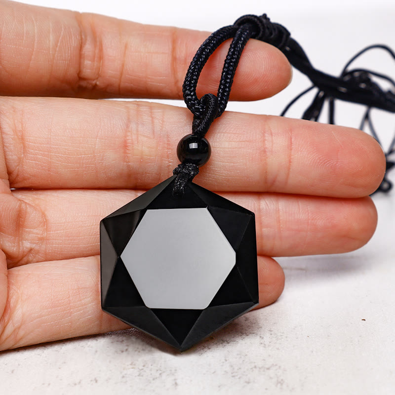 Schwarze Obsidian Talisman Purify Anhänger Halskette