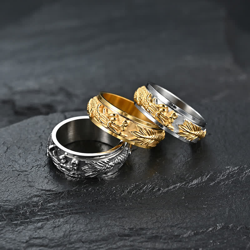 Buddha Stones Dragon Titanstahl-Stimulationsring, drehbar - image 1