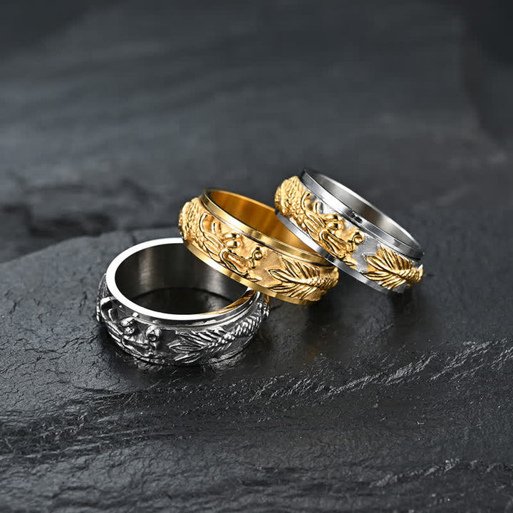 Buddha Stones Dragon Titanstahl-Stimulationsring, drehbar - image 1