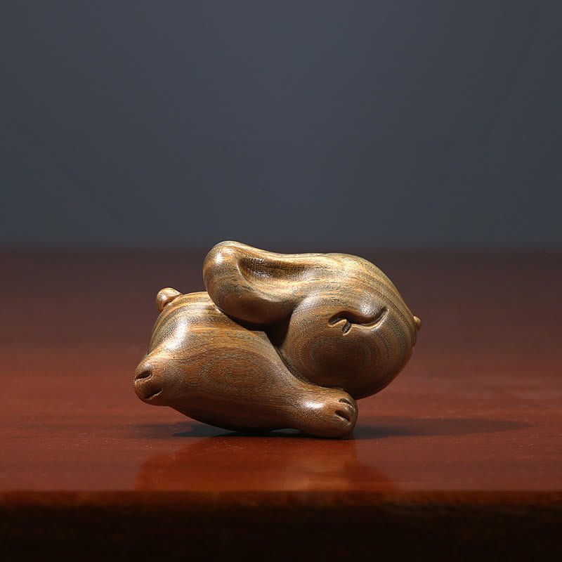 Buddha Stones Green Sandelwood Small Mini Cute Rabbit Bunny Peace Dekorationen - image 2